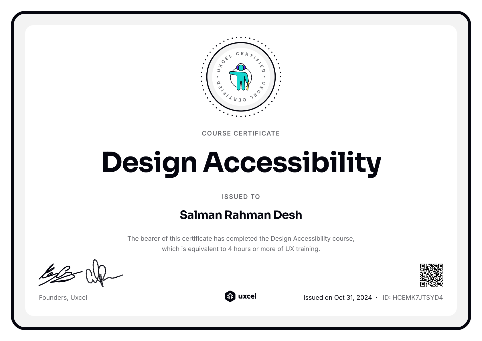 Salman Rahman Desh's certificate